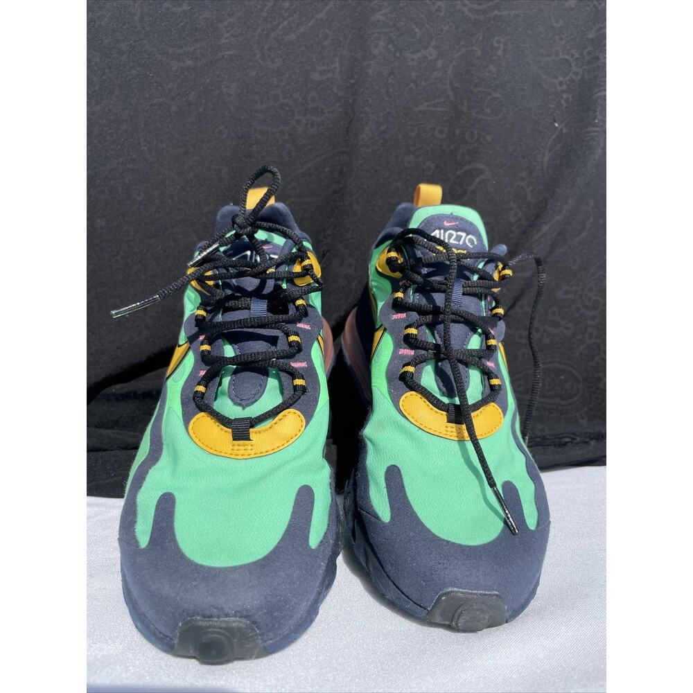 Nike Men's Air Max 270 React Green Black Yellow Athletic Sneakers